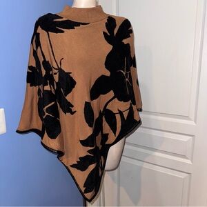 Chico's Black and Brown Floral Poncho S/M